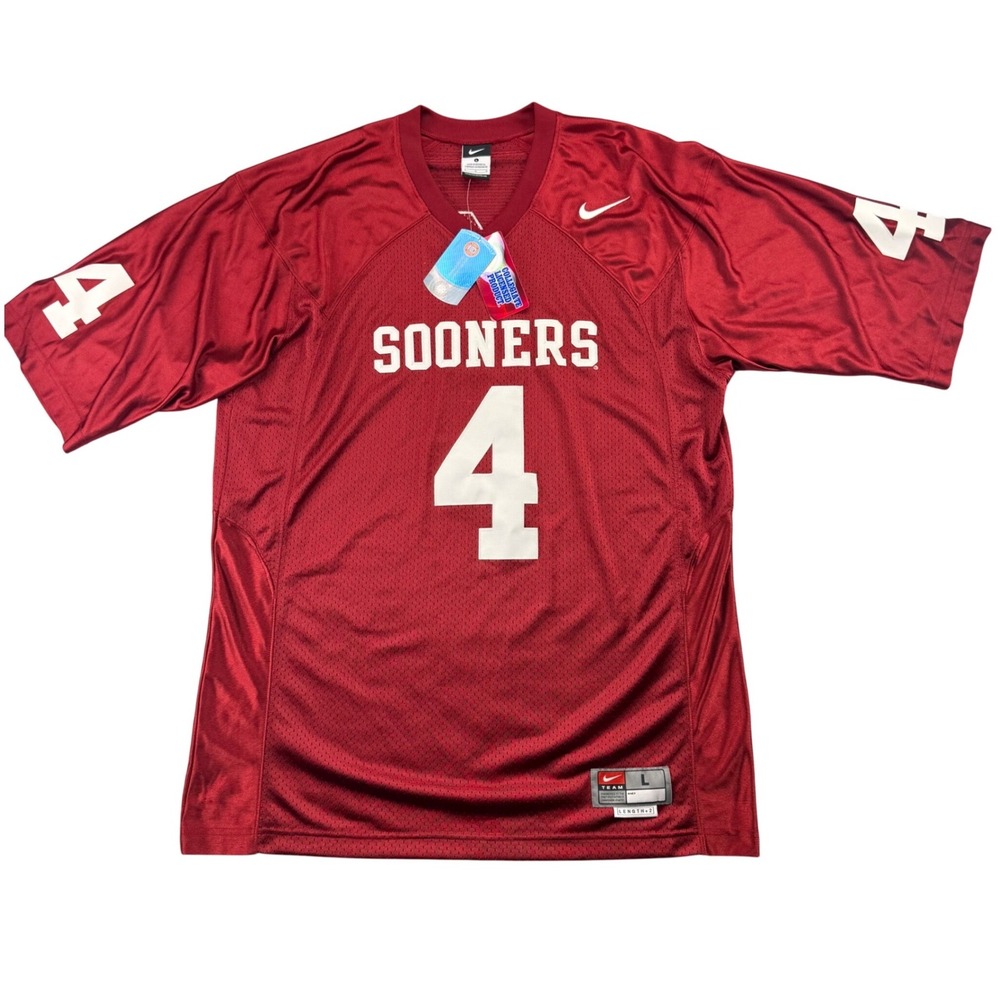 Nike Oklahoma Sooners Jersey Mens Large Crimson Red Football #4 NCAA Team NWT
